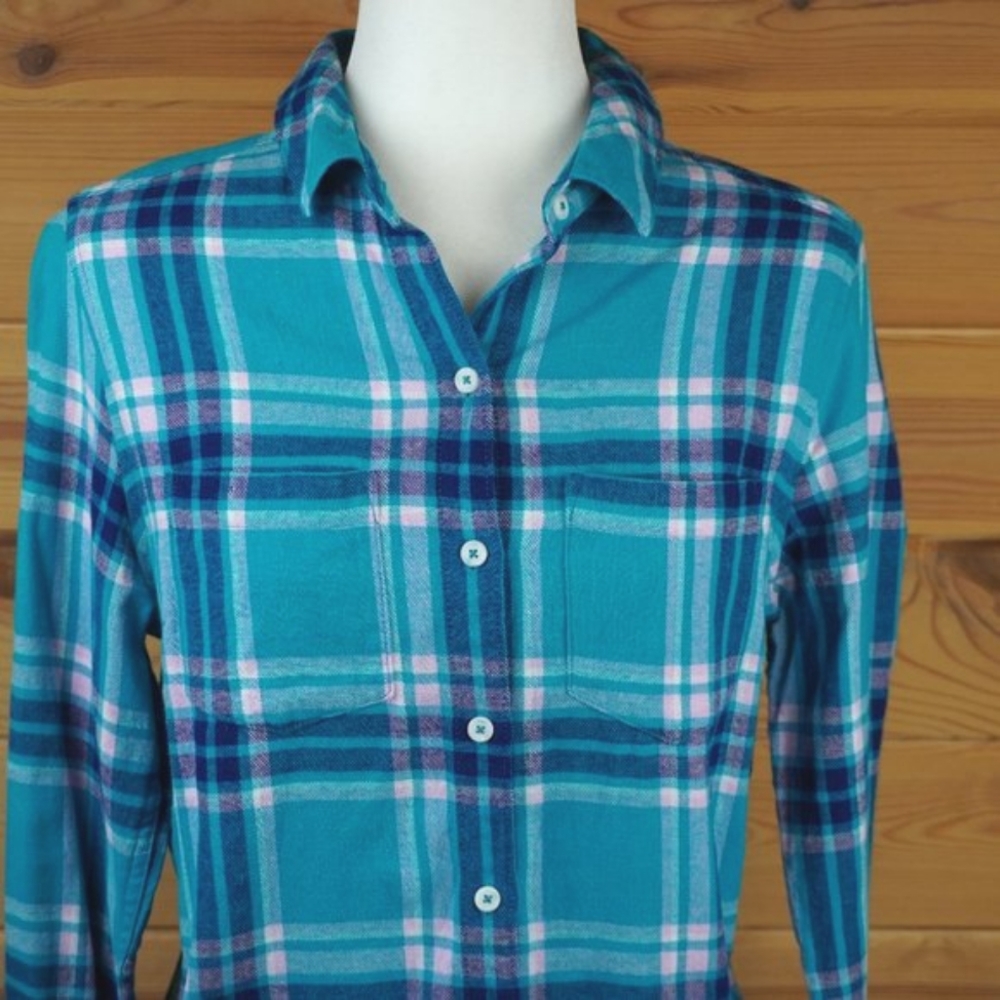 Woolrich Teal and Pink Plaid Shirt Size‎ Medium - Picture 2 of 9